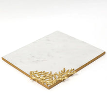 Afbeelding in Gallery-weergave laden, Marmeren dienblad met goudkleurige details

