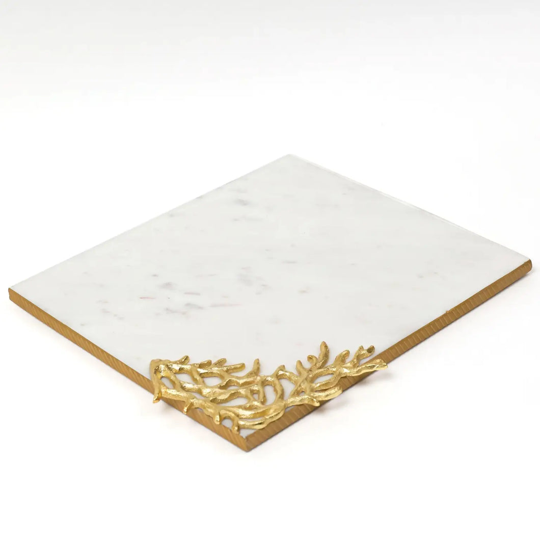 Marmeren dienblad met goudkleurige details